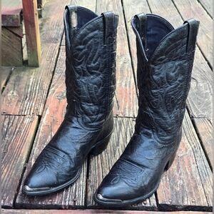 Laredo Black Leather Western Cowboy Boots, 7640, Size 9